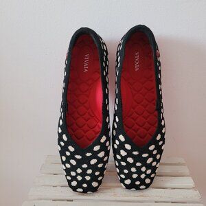 Vivaia "Margot" Black & White Pola Dot Flats-Size 41/9.5 *READ CAPTION*